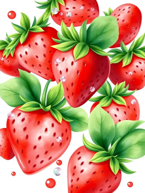 strawberry themed watercolor illustrations