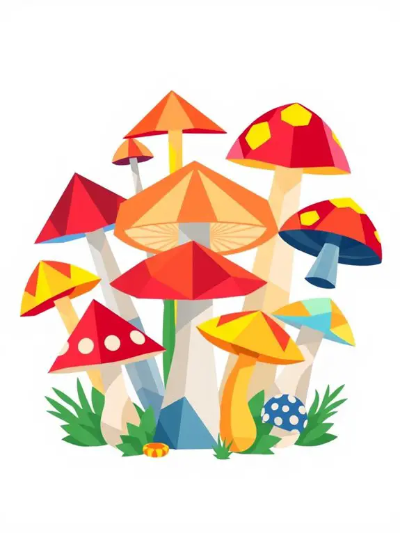 stylized geometric mushroom design