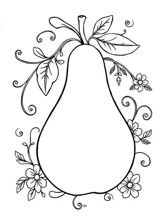 stylized pear coloring page