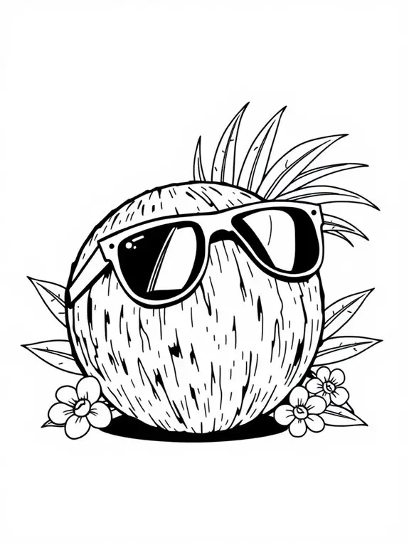 sunglasses wearing coconut character
