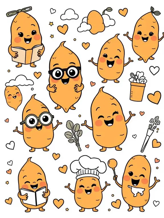 sweet potato themed coloring page
