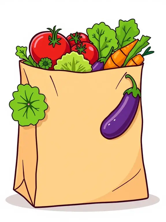 vegetables in grocery bag