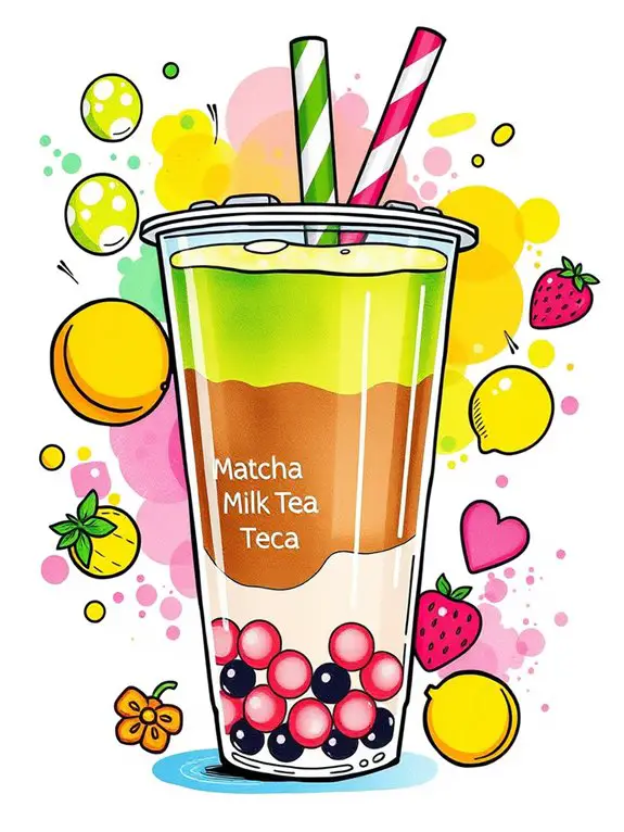 vibrant bubble tea illustration