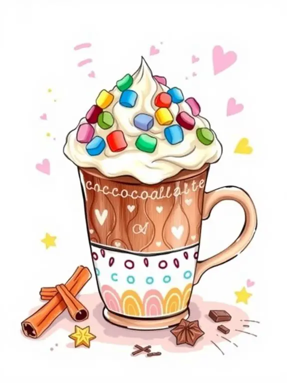 vibrant cocoa beverage illustration