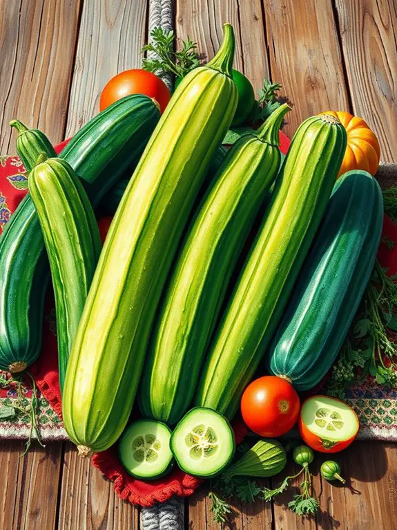 vibrant cucumber art composition