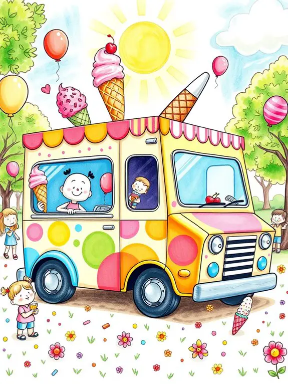 vibrant ice cream vehicle