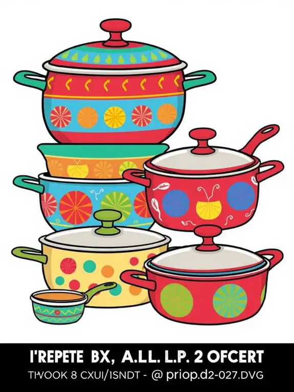 vibrant kitchen cookware illustrations
