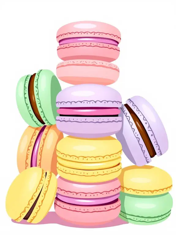 vibrant macaron dessert illustrations