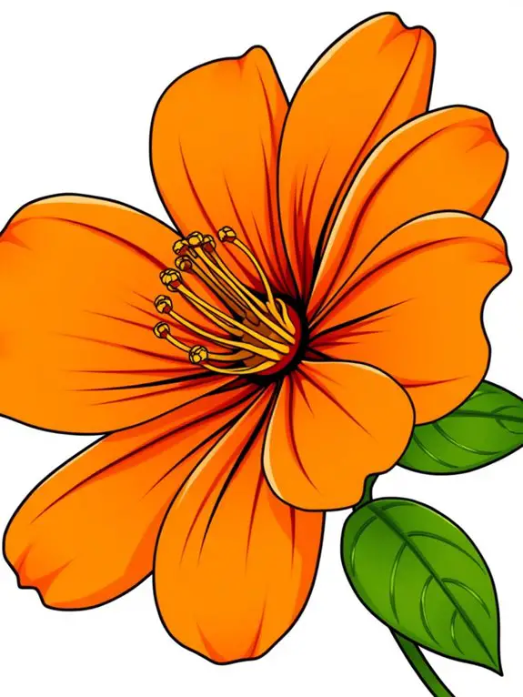 vibrant orange floral illustration