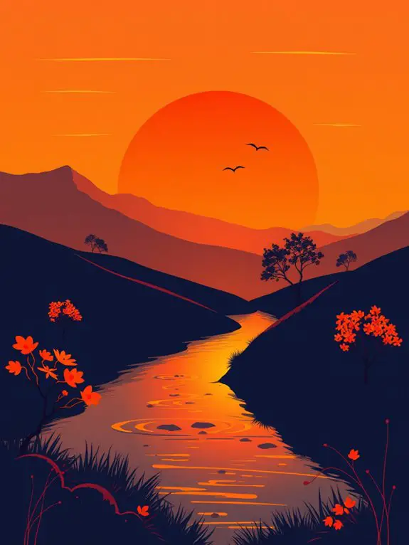 vibrant orange nature illustration