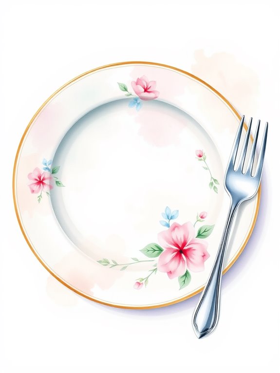 watercolor dining utensils artwork