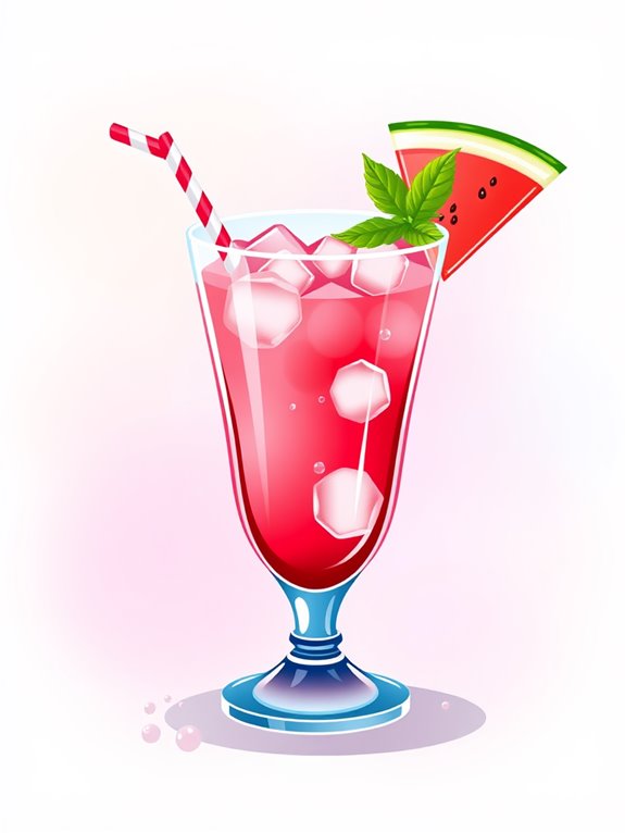 watermelon themed cocktail illustrations
