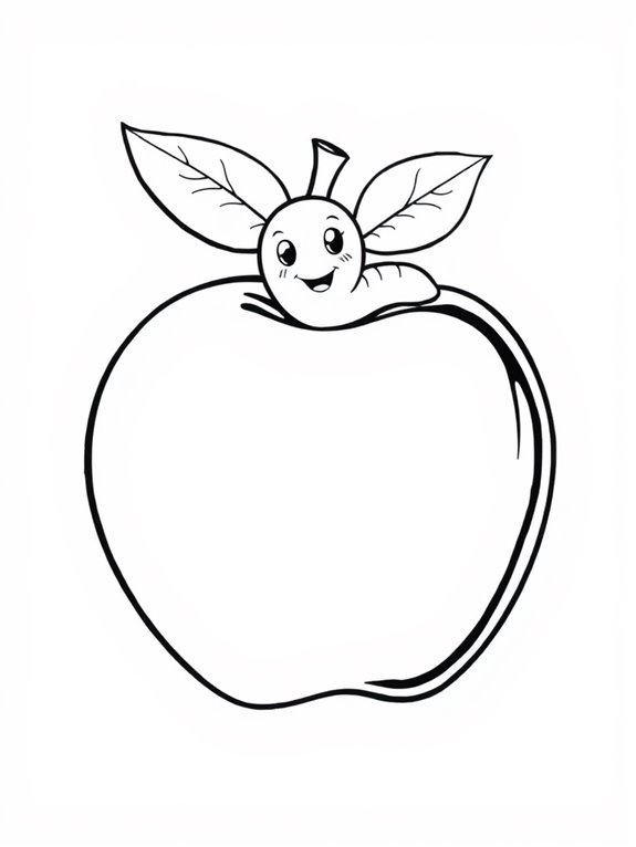 worm inside apple illustration