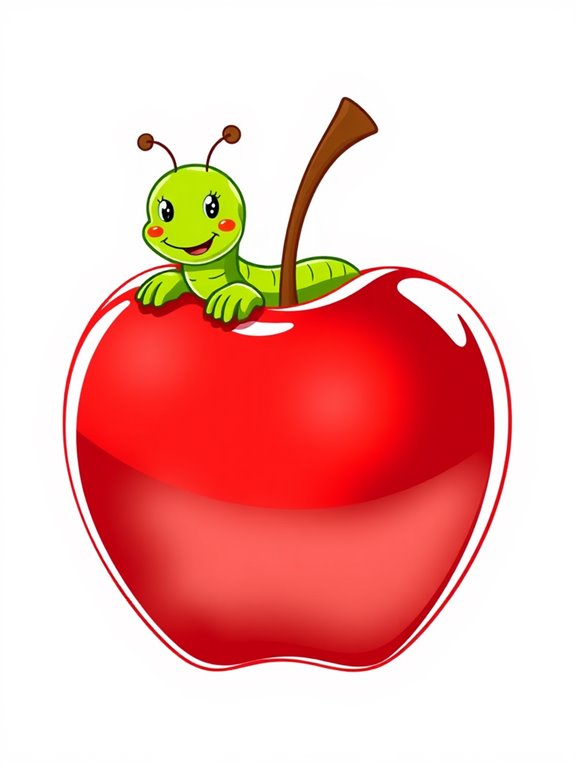 wormy apple clipart design