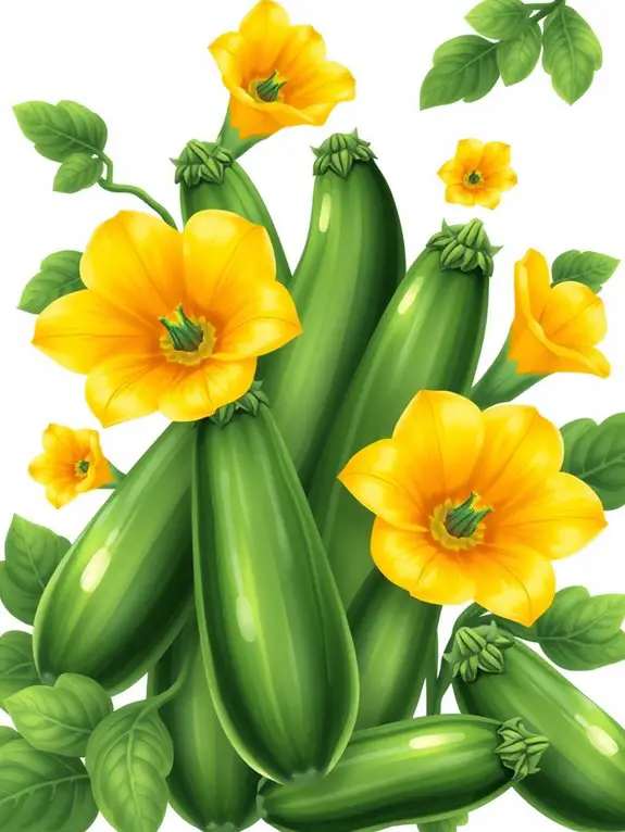 zucchini flowers clipart illustration