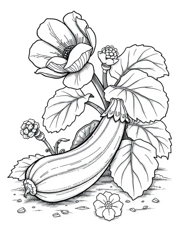 zucchini flowers coloring page