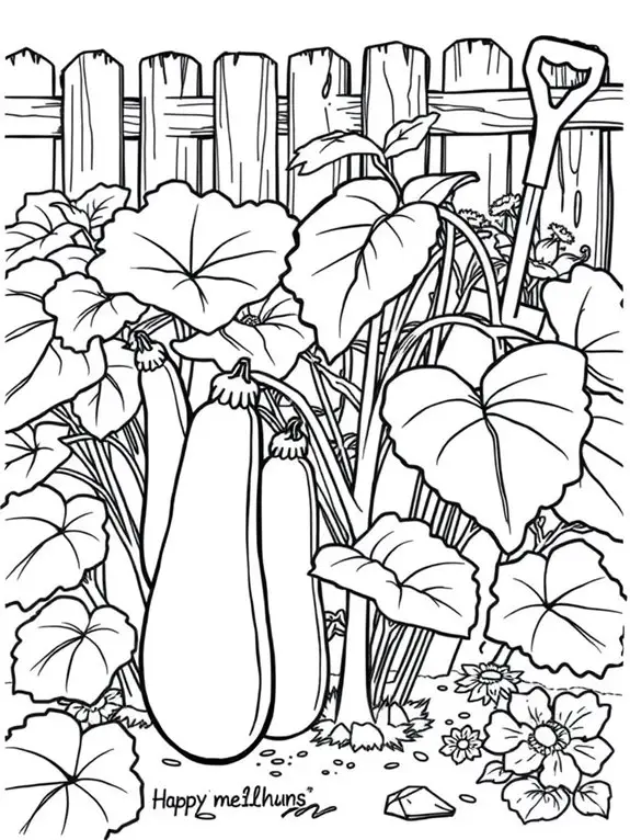 zucchini garden coloring activity