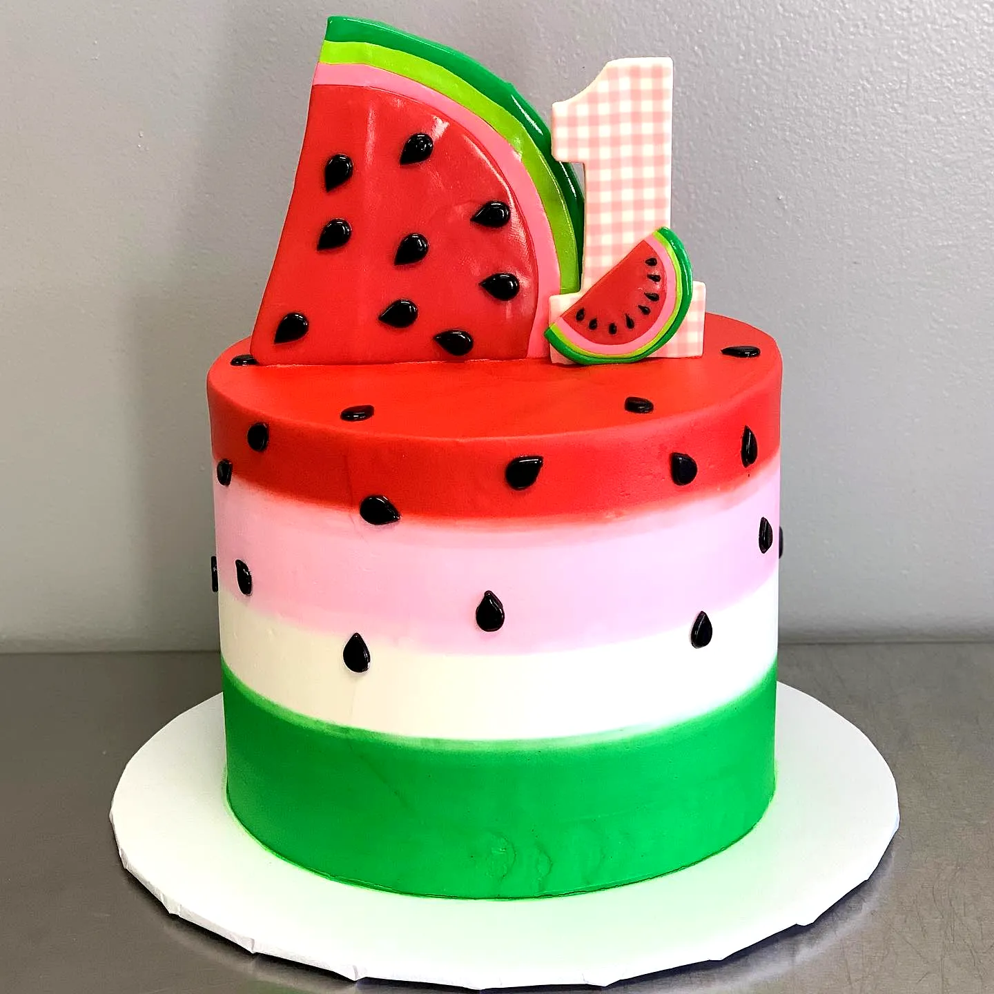 Adorable 1st Birthday Cake Design in Whimsical Watermelon Style