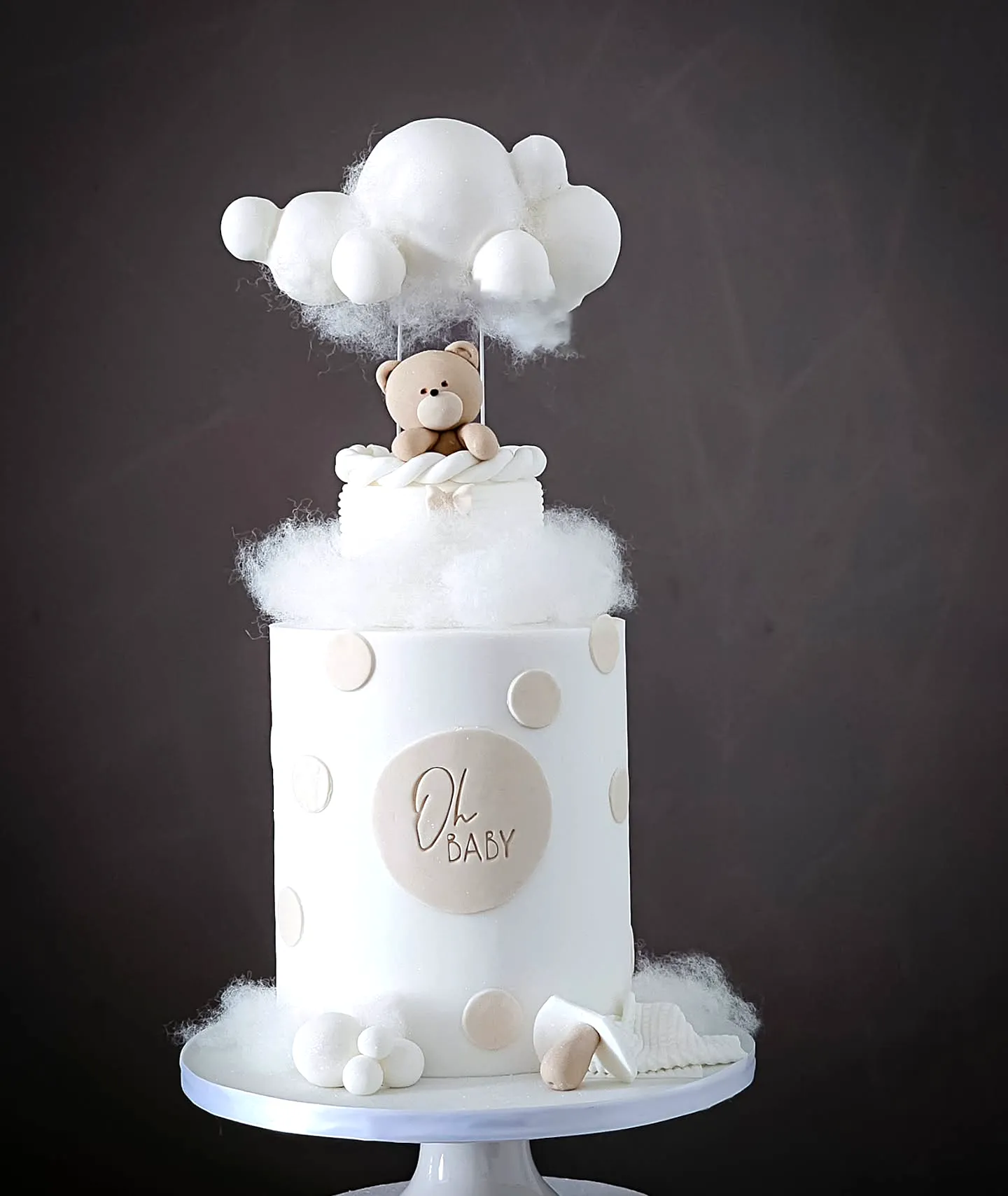 Adorable Baby Shower Cake in Whimsical Pastel Design with Teddy Bear Decor
