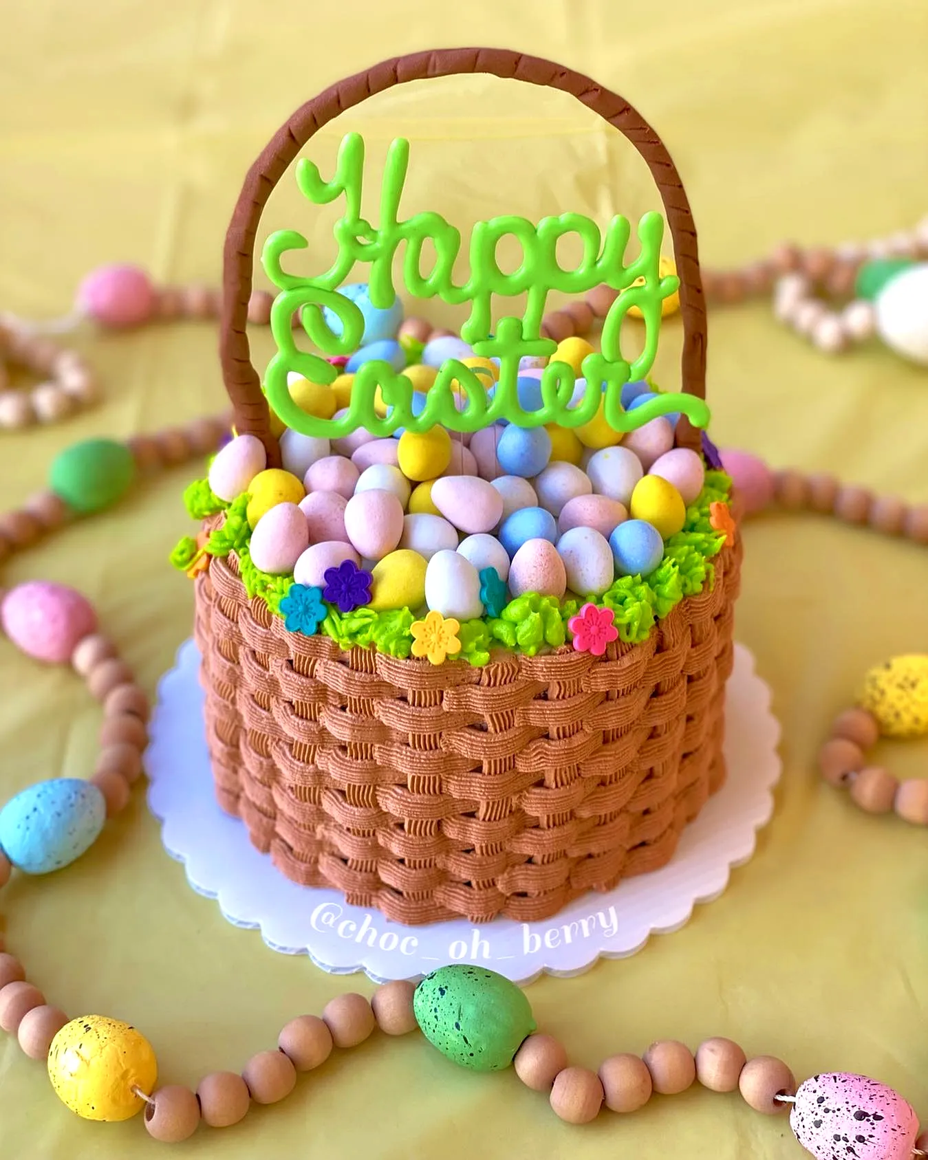 Adorable Easter Basket Cake with Colorful Frosting and Fun Decorations