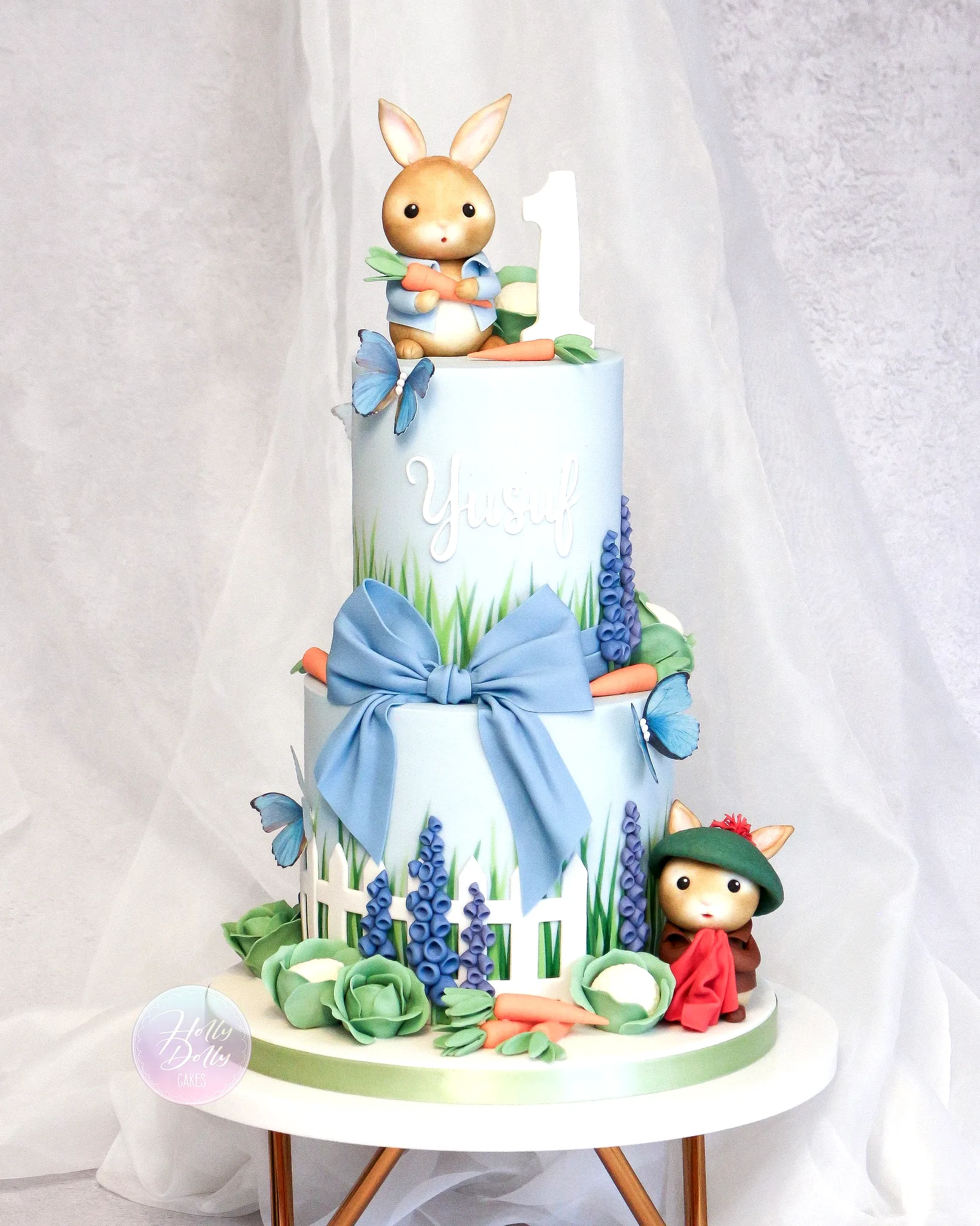 Adorable Easter Birthday Cake Design with Whimsical Rabbit Decorations