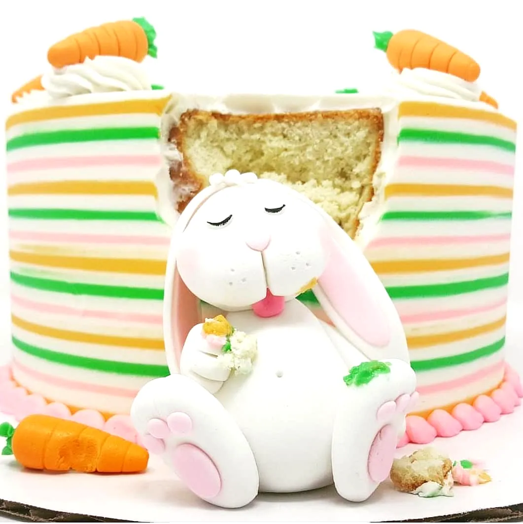 Adorable Easter Bunny Cake in Playful Pastel Colors and Fun Decorations