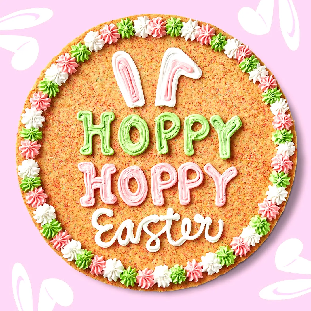 Adorable Easter Cookie Cake Design with Fun Pastel Colors and Bunny Decorations