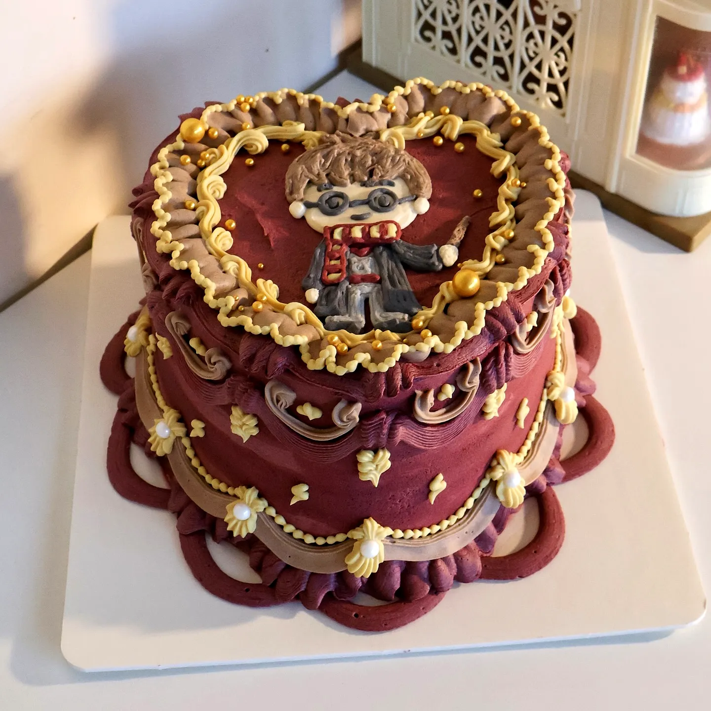 Adorable Harry Potter Birthday Cake Featuring Chocolate and Elegant Decorations