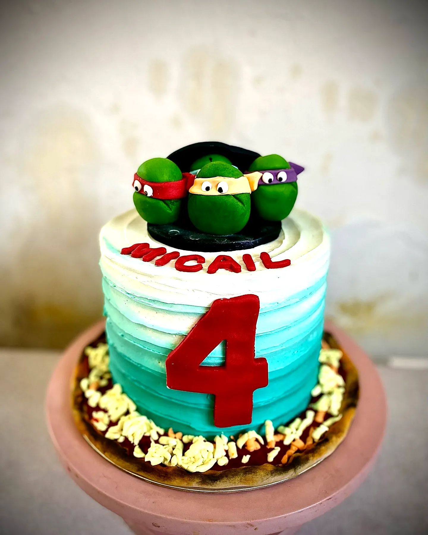 Adorable Ninja Turtle Birthday Cake Design with Fun Colors and Playful Decorations