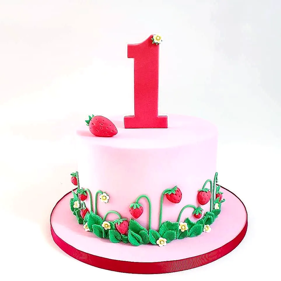 Adorable Strawberry Birthday Cake for a Whimsical First Celebration