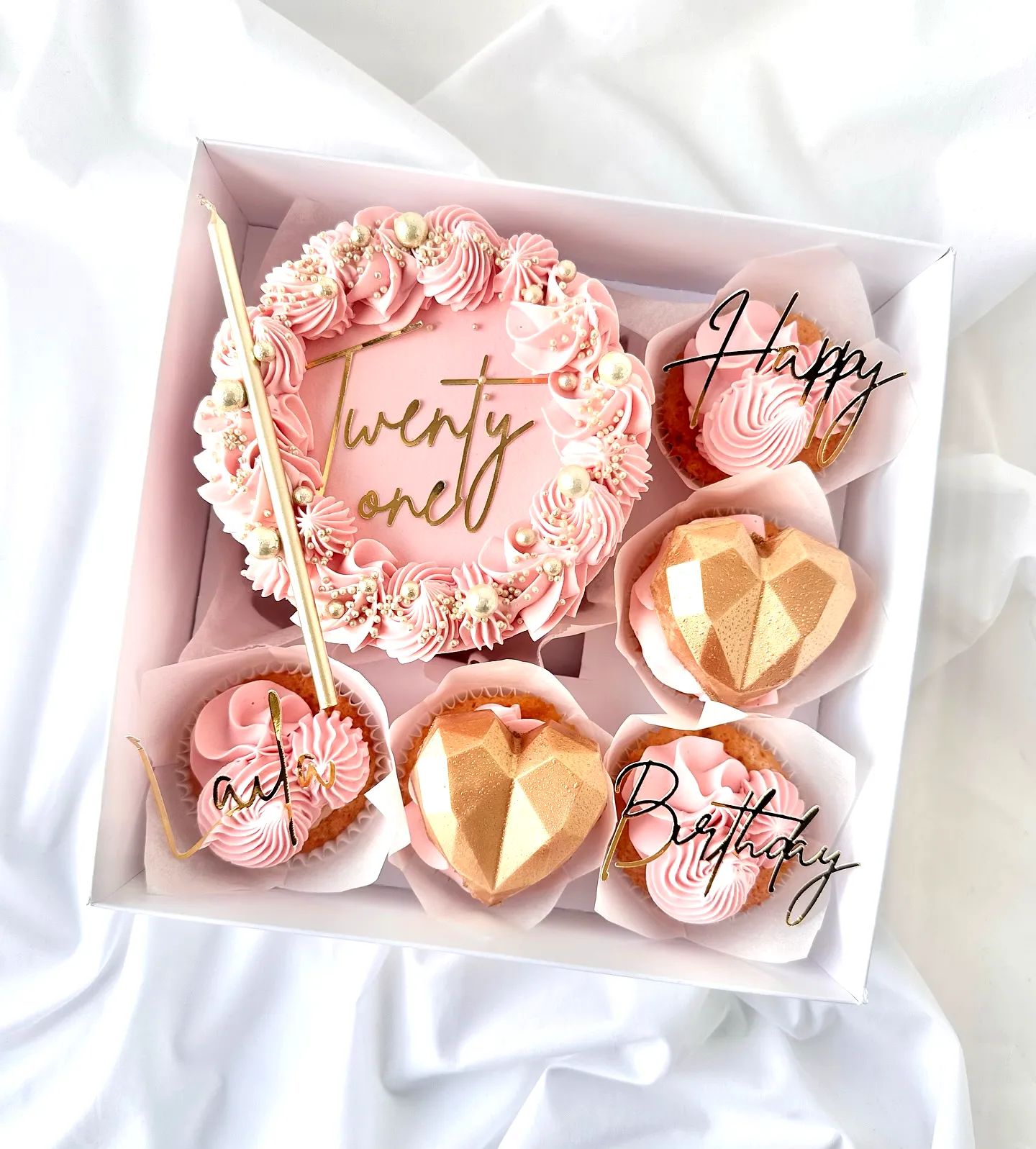 Charming 21st Birthday Cake With Pink Buttercream and Gold Accents
