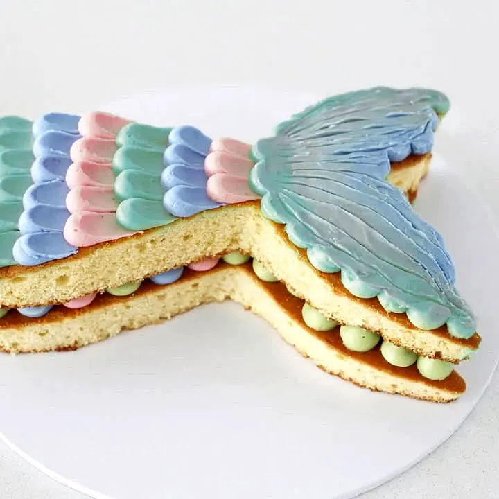 Charming Mermaid Cake Design with Colorful Fish Tail and Textured Icing