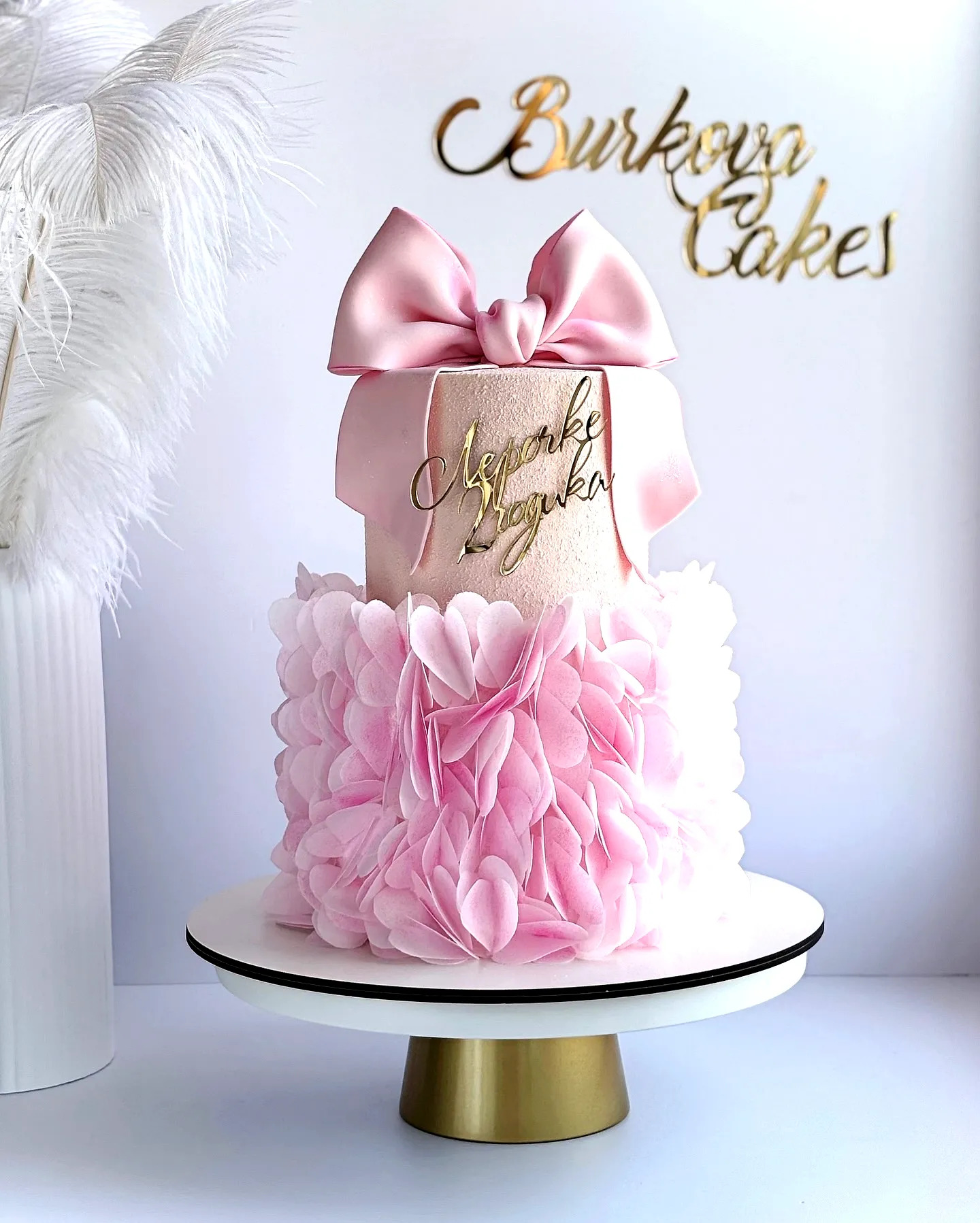 Charming Pink Birthday Cake Design with Elegant Decorations and Smooth Frosting