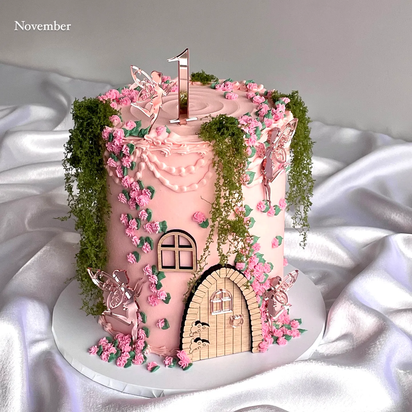 Charming Pink Birthday Cake for a Whimsical Celebration