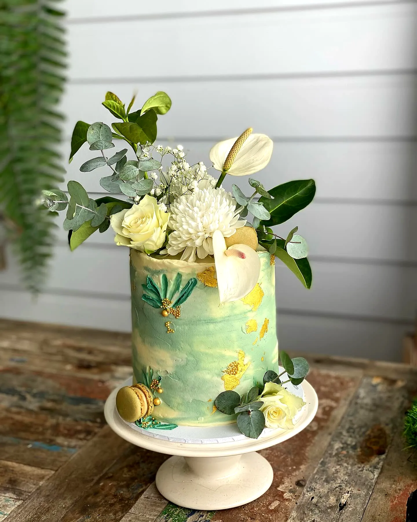 Charming Small Wedding Cake with Pastel Ombre and Elegant Floral Accents