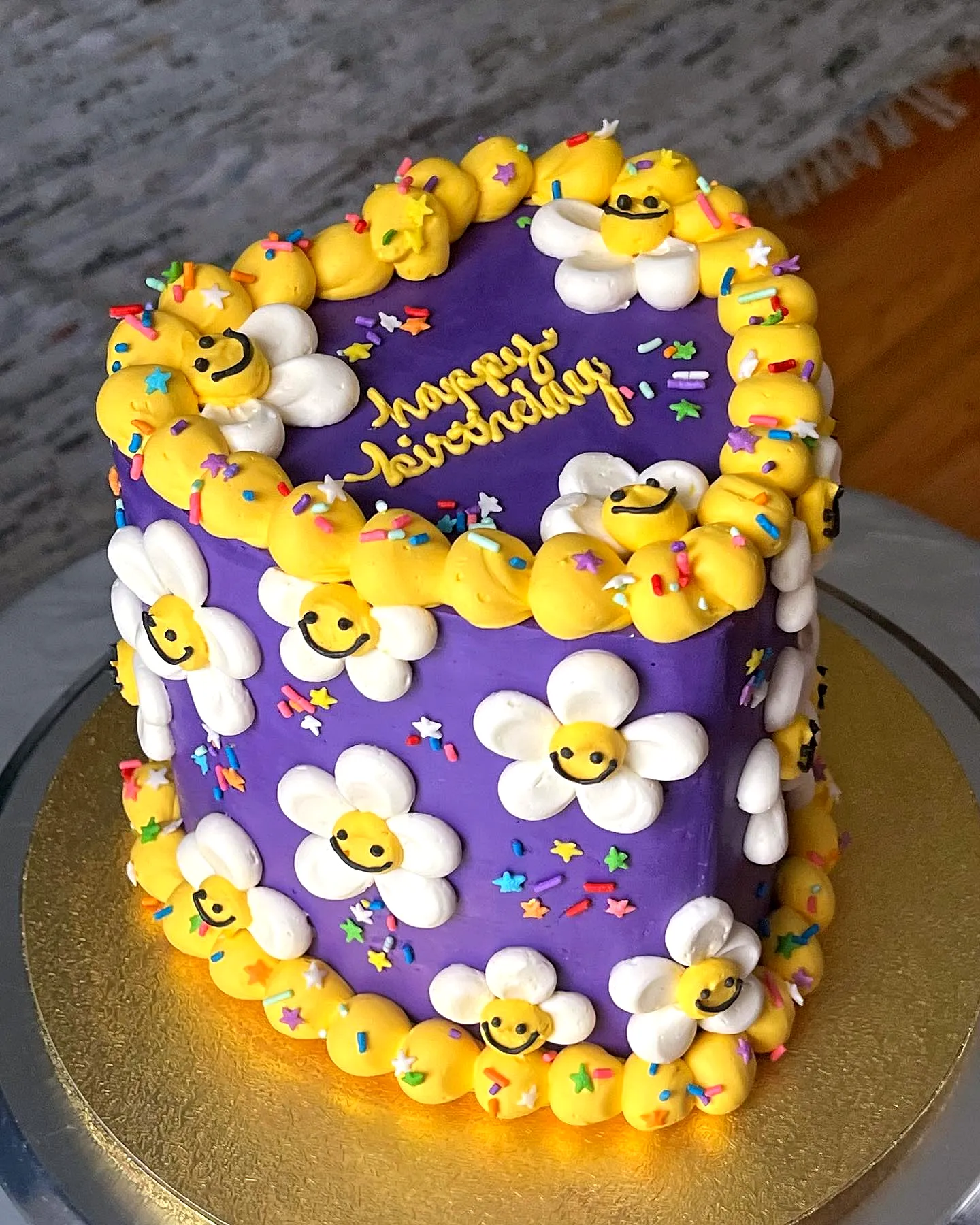 Cheerful Yellow Birthday Cake for a Fun and Festive Celebration