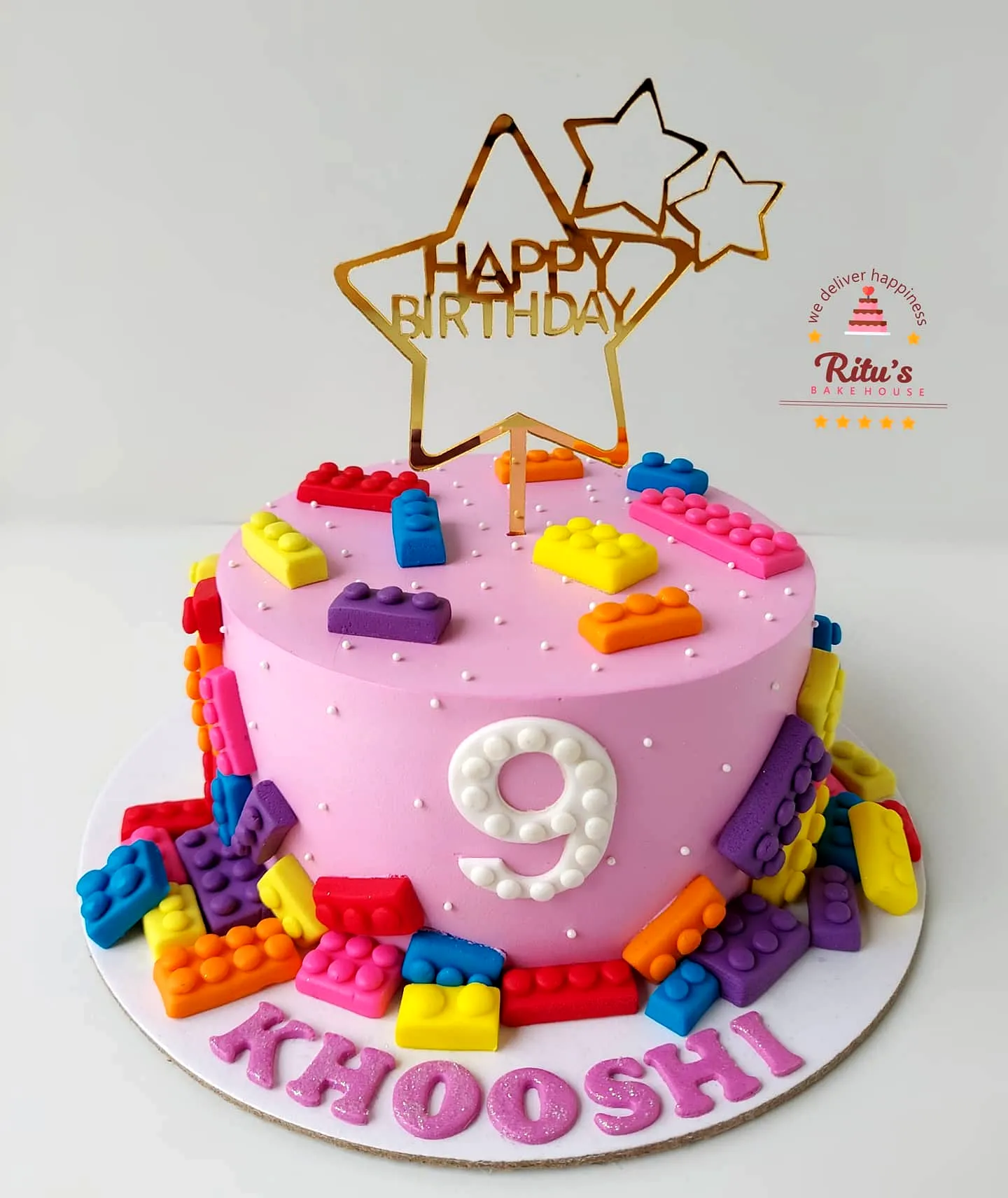 Colorful Lego Birthday Cake Design with Fun Building Block Decorations
