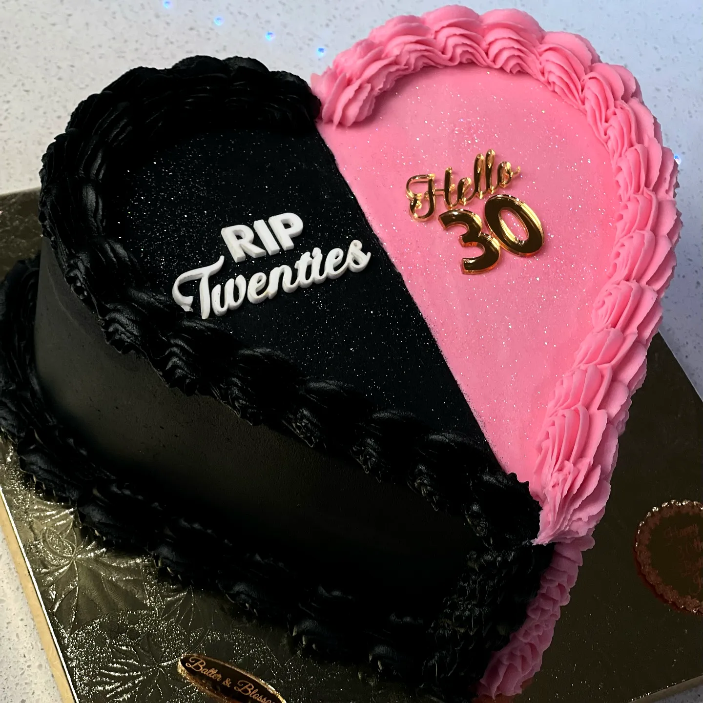 Creative 30th Birthday Cake Design with Heart Shape and Vibrant Colors