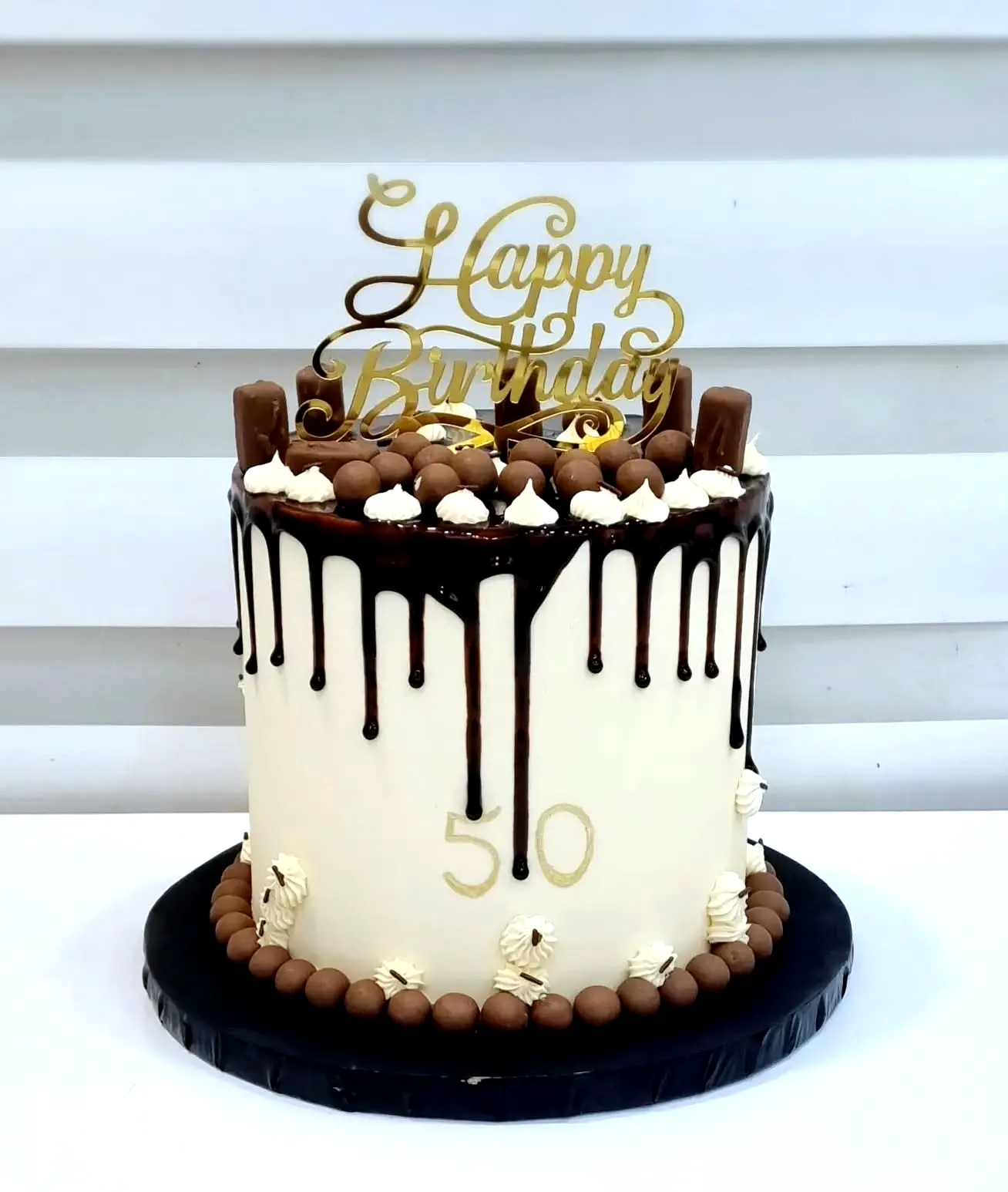 Creative 50th Birthday Cake Ideas for Men with Chocolate Drip and Festive Touches
