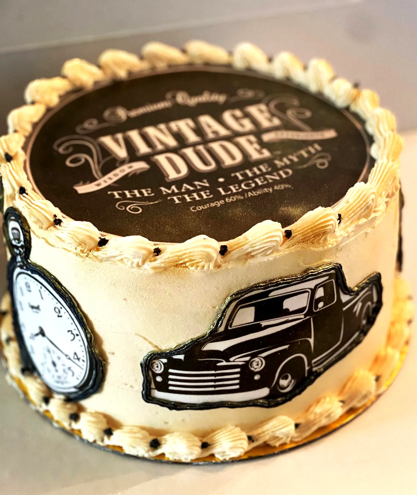Creative 60th Birthday Cake for a Man Featuring Vintage Themes and Designs