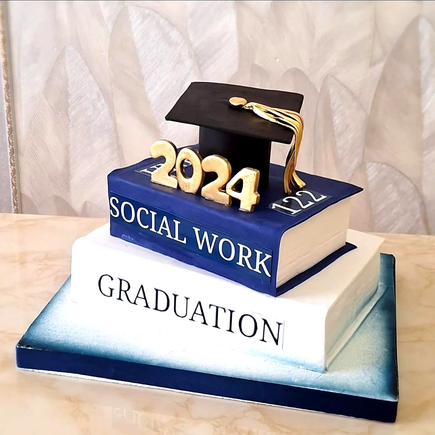 Creative Blue and Gold Graduation Cake Design for a Memorable Celebration