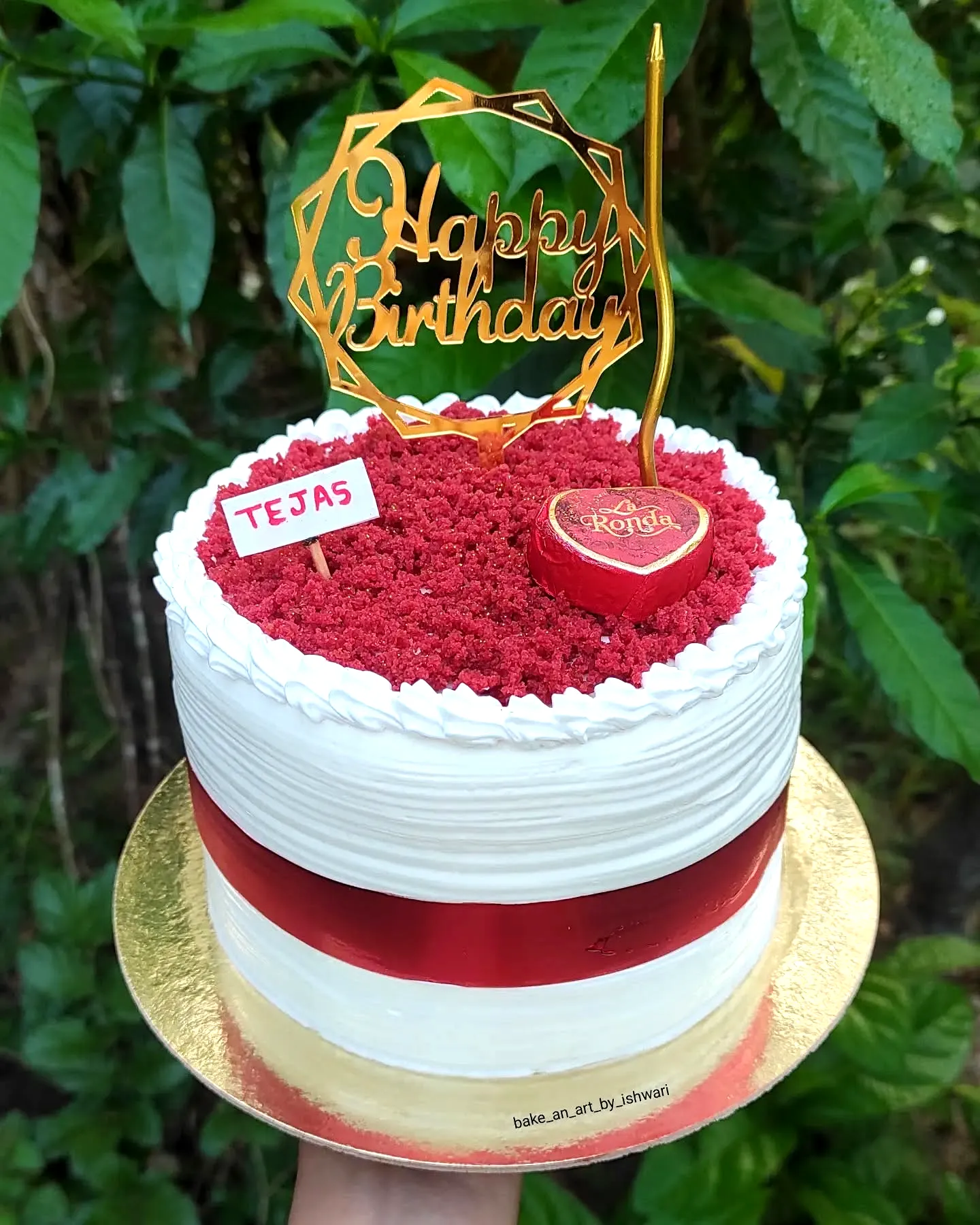 Creative red velvet birthday cake design with vibrant toppings and decorations