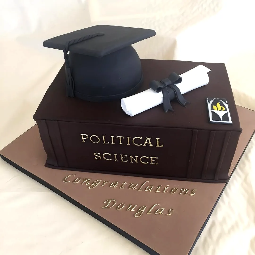 Creative Simple Graduation Cake Celebrating a Political Science Graduate
