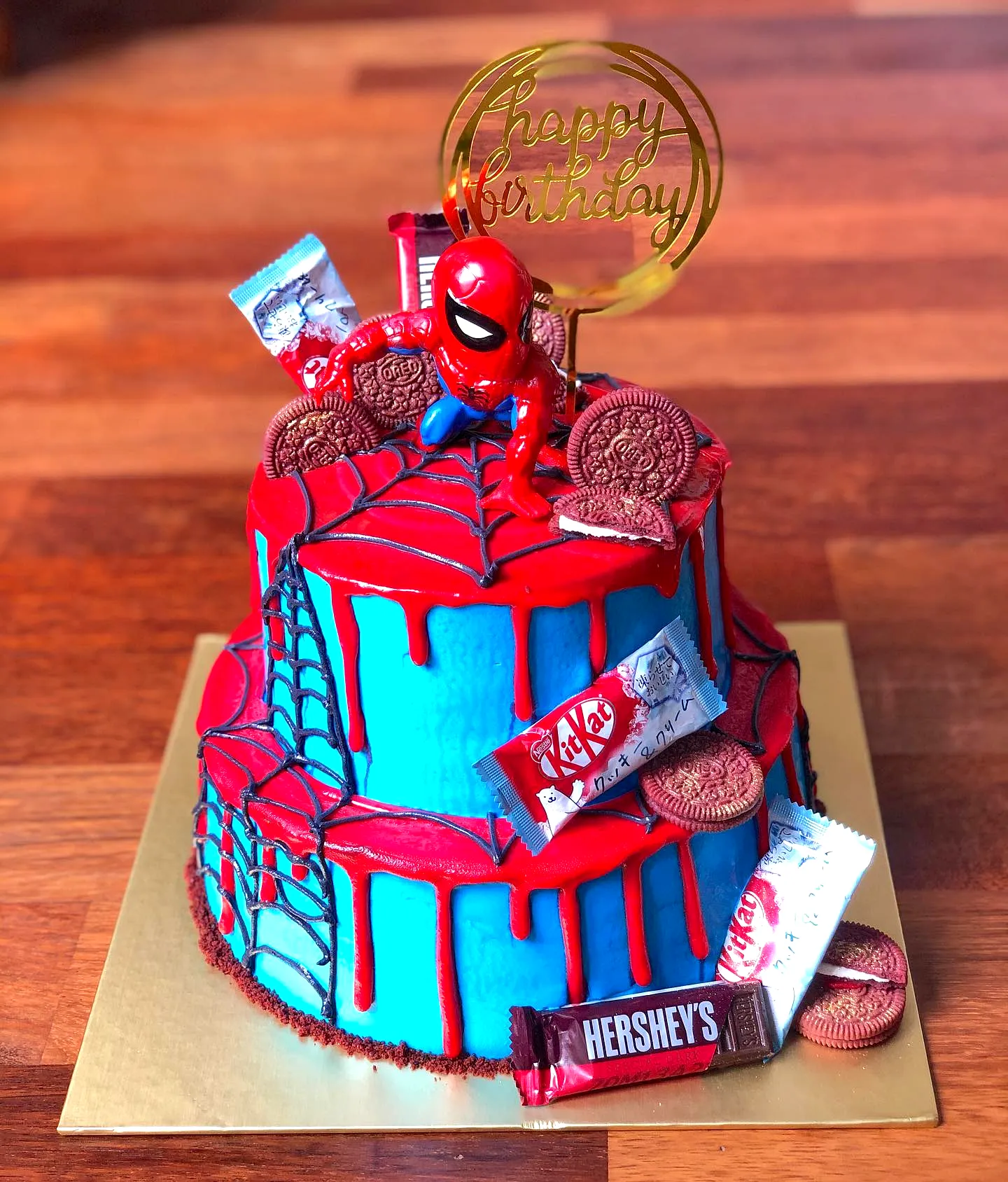 Creative Spiderman Birthday Cake with Colorful Icing and Fun Decorations