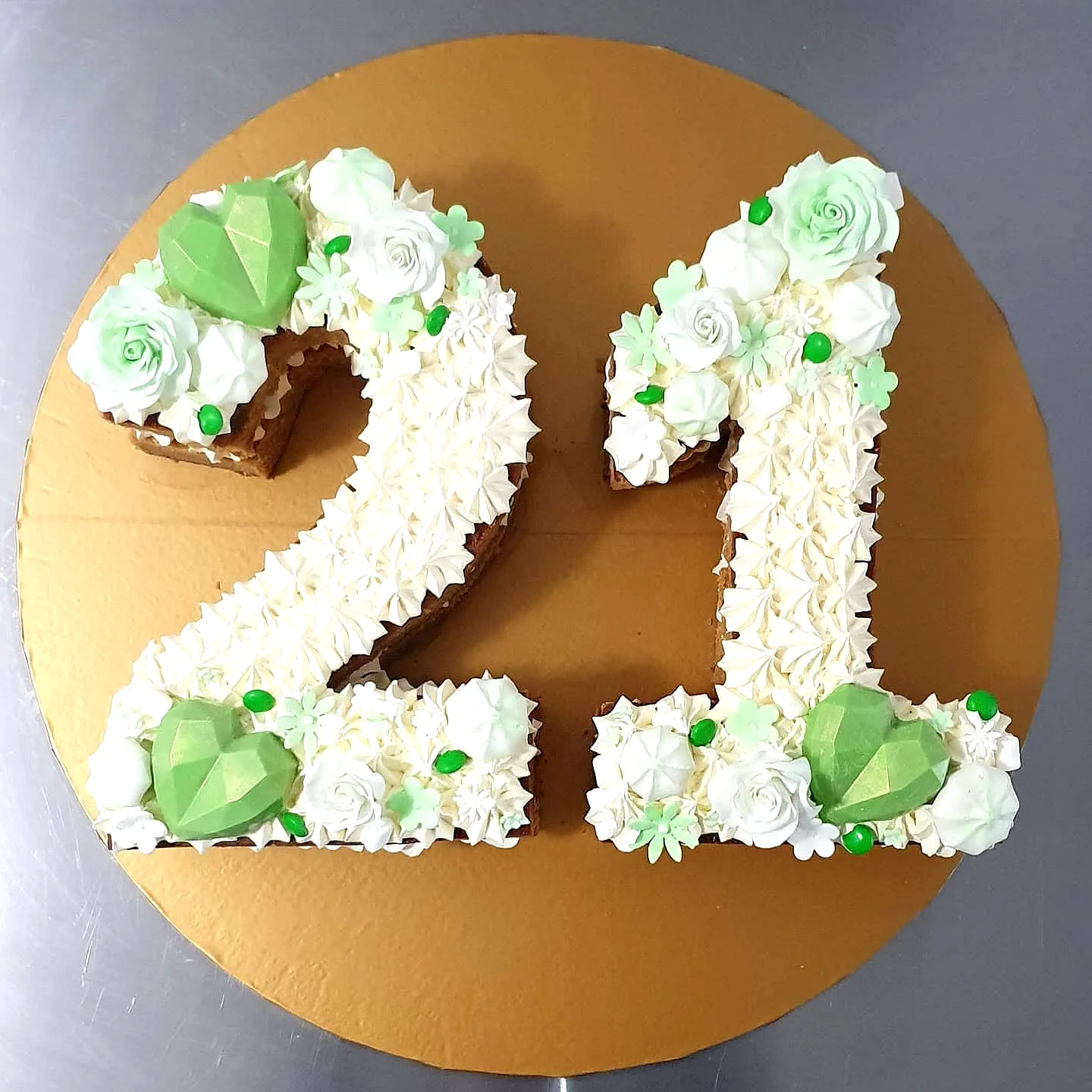 Cute 21st Birthday Cake Design in Pastel Colors with Floral Decorations