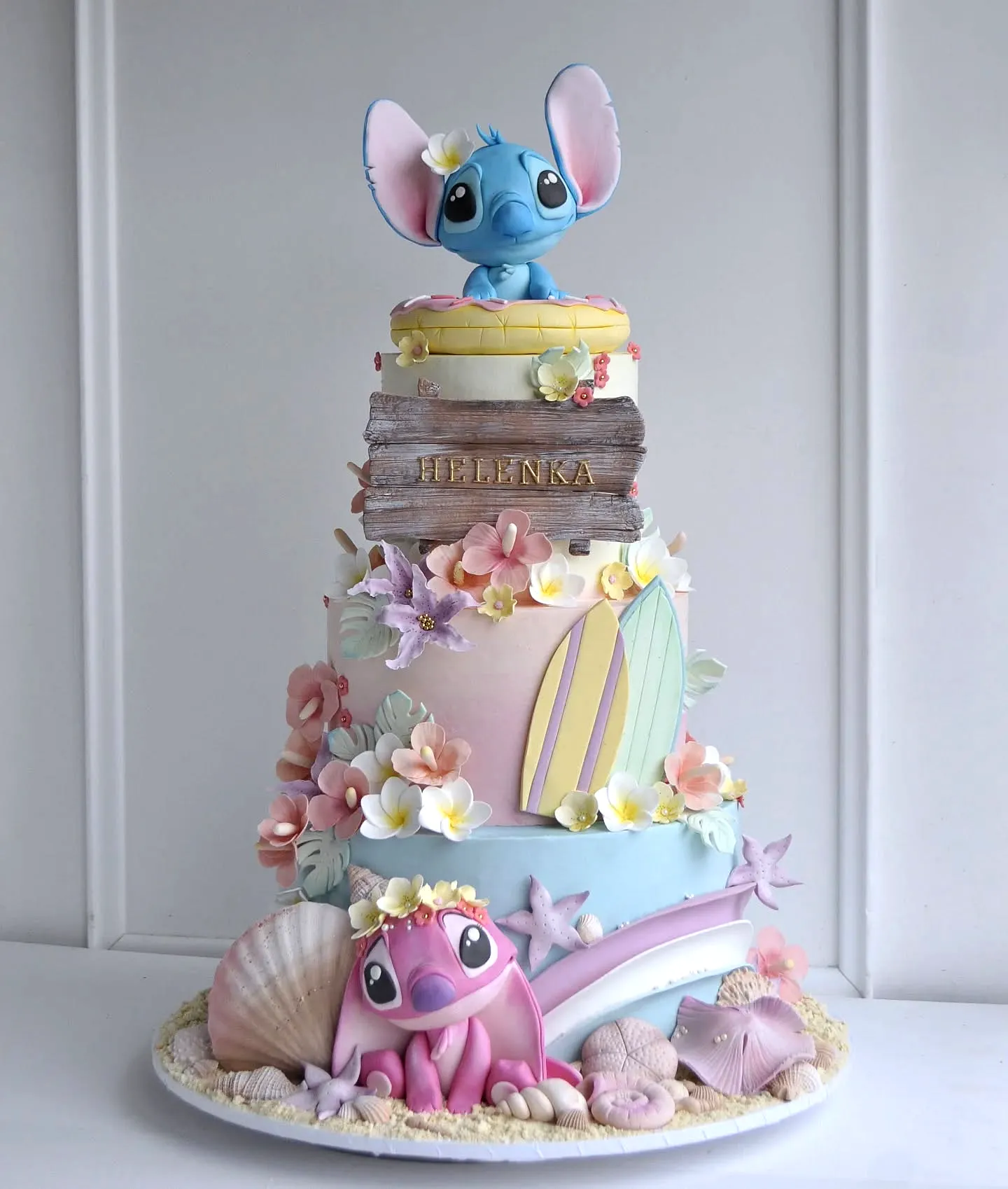 Cute and Colorful Stitch Cake for a Whimsical Beach Celebration