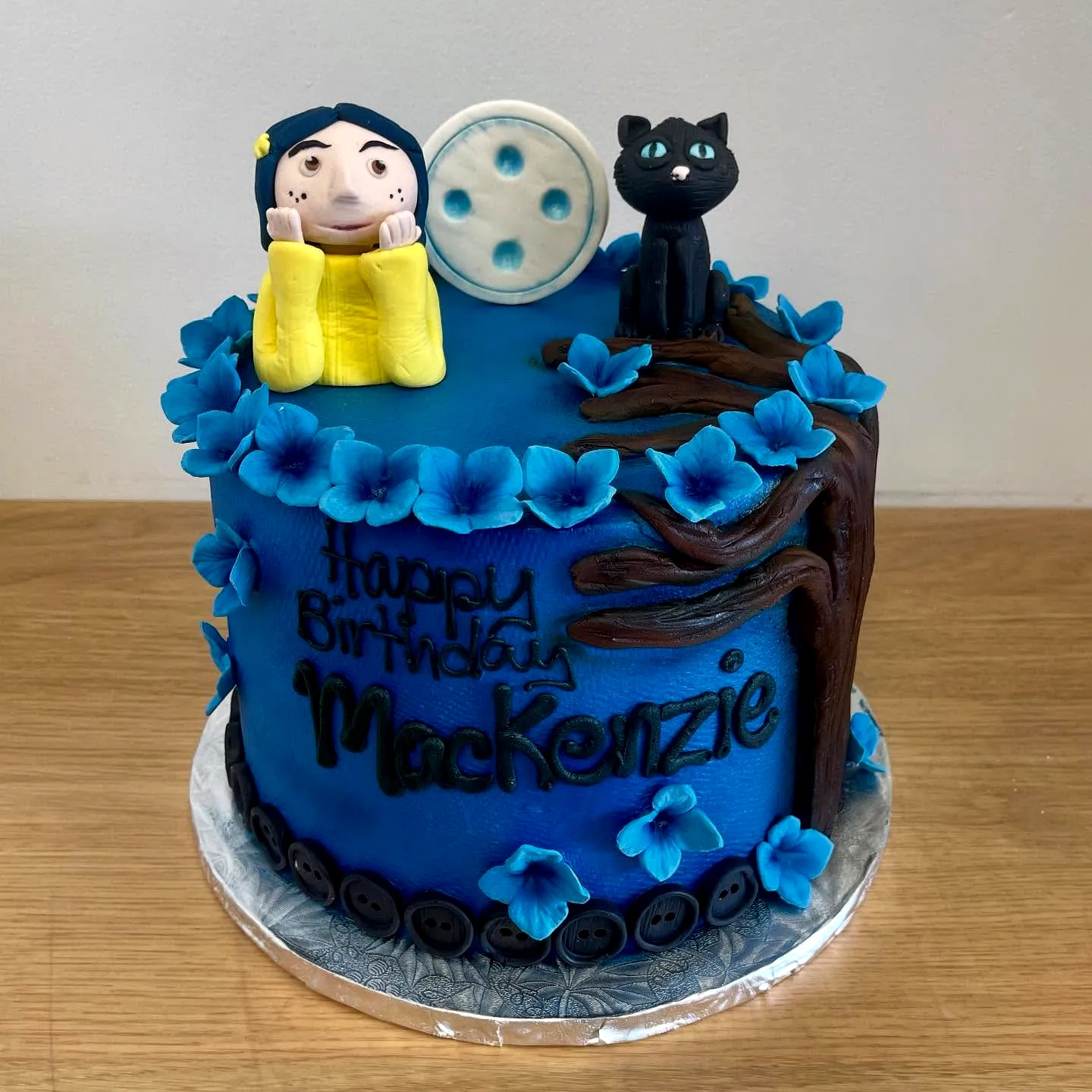 Cute Coraline Birthday Cake Featuring Whimsical Design and Colorful Accents