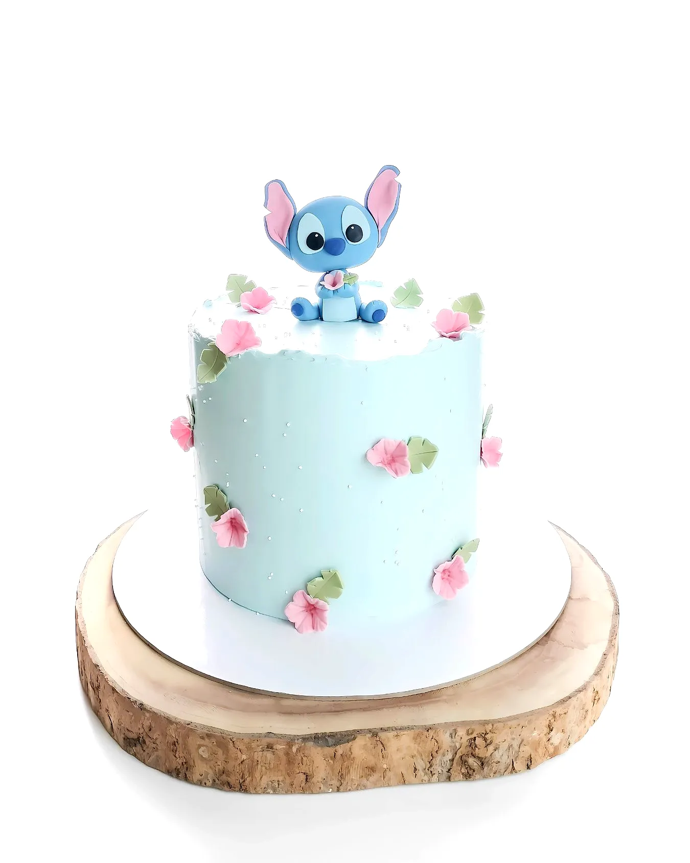 Cute Stitch Birthday Cake Design with Light Blue Frosting and Fun Decor