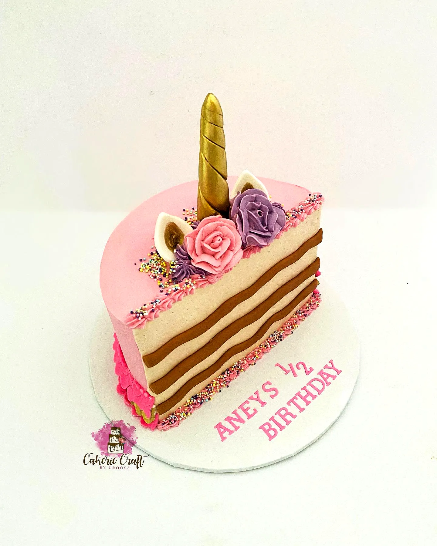 Cute unicorn half birthday cake design for a whimsical celebration