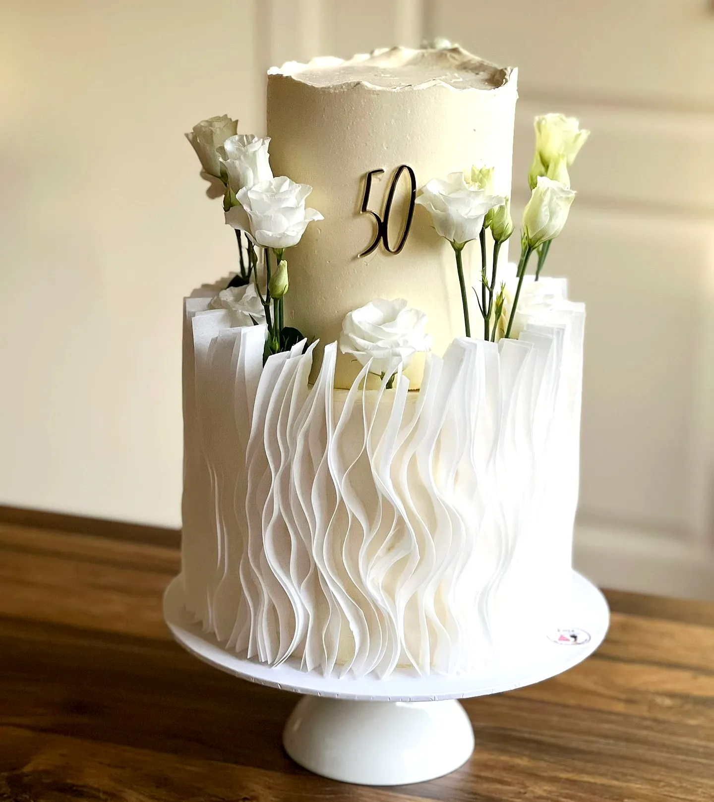 Elegant ladies birthday cake design with modern ruffles and chic touches